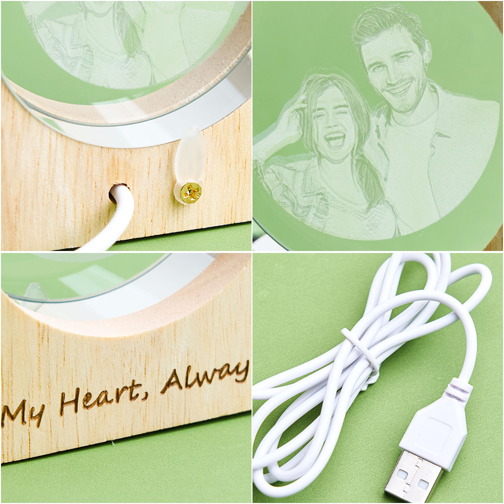 Cristallo Inciso Con Foto 3d Personalizzato, Famiglia Personalizzata, Cristallo Inciso Con Foto 3d Laser, Ritratto Personalizzato Per Decorazioni Per La Casa, Regali Di Natale - 