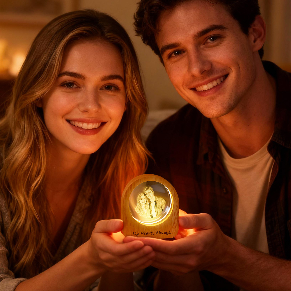 Cristallo Inciso Con Foto 3d Personalizzato, Famiglia Personalizzata, Cristallo Inciso Con Foto 3d Laser, Ritratto Personalizzato Per Decorazioni Per La Casa, Regali Di Natale - 