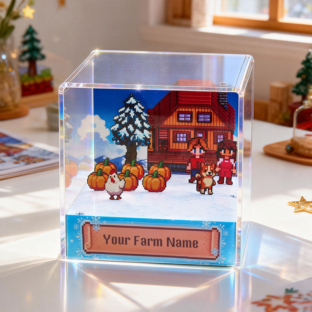 Cubo Diorama 3d Sdv Personalizzato, Cubo Pixel Scene The Valley, Regalo Per Giocatori E Decorazioni Per La Casa