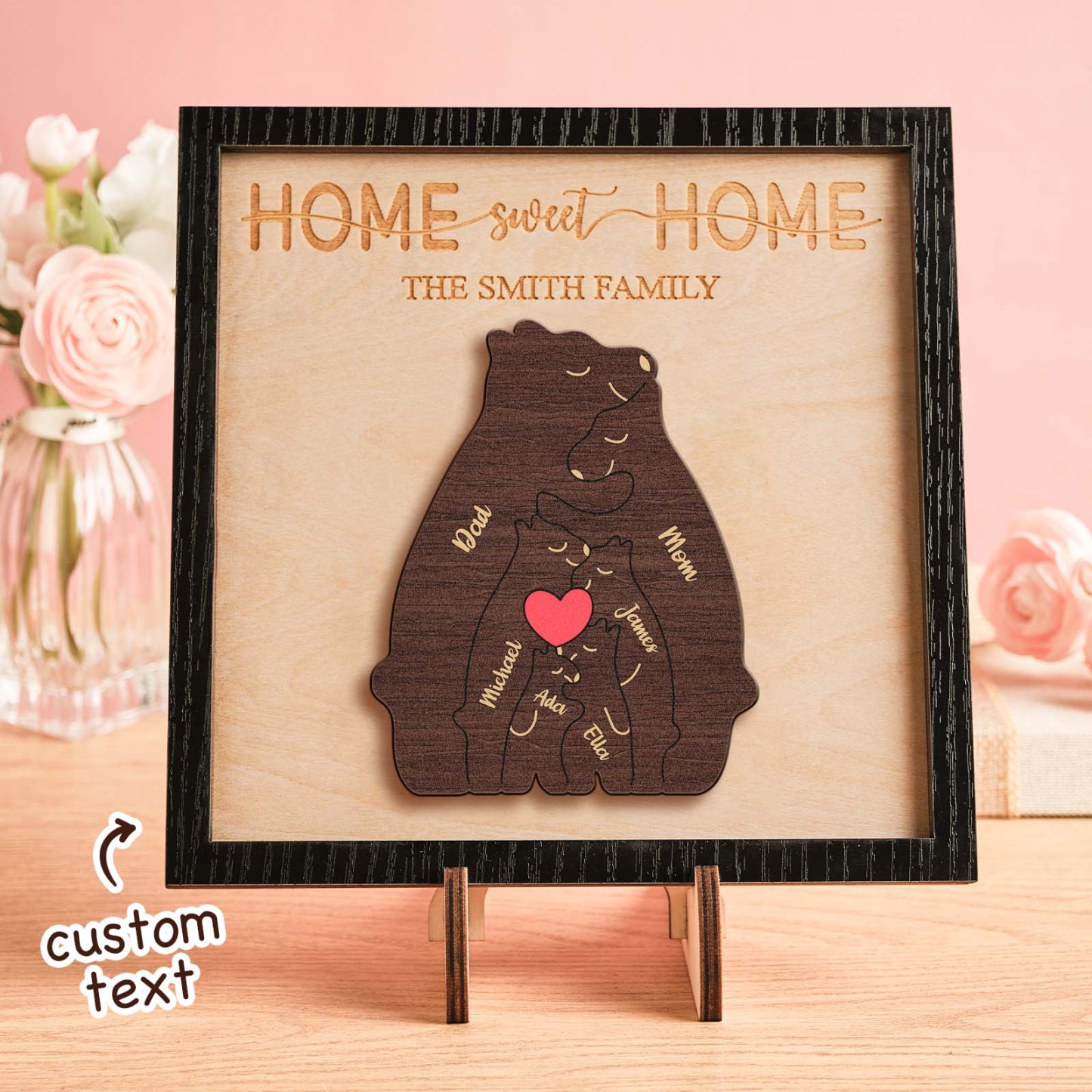 Nome Personalizzato Famiglia Di Orsi Puzzle Cornice In Legno Decorazioni Per La Casa In Legno Personalizzate Regalo Per La Festa Della Mamma - tuacollananome