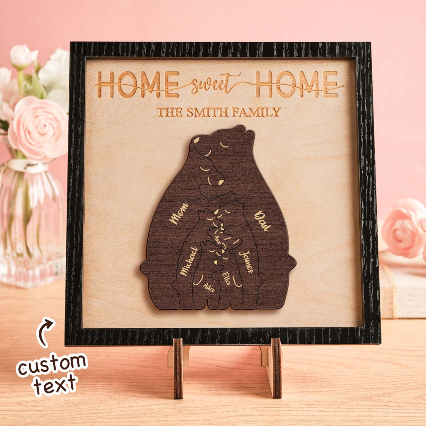 Nome Personalizzato Famiglia Di Orsi Puzzle Cornice In Legno Decorazioni Per La Casa In Legno Personalizzate Regalo Per La Festa Della Mamma - tuacollananome