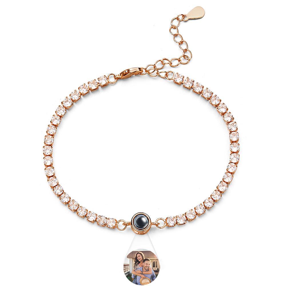 Bracciale Con Foto Da Tennis Con Proiezione Personalizzata. Bracciale Con Foto A Cerchio Trendy Personalizzato. Regali Per Lui - tuacollananome
