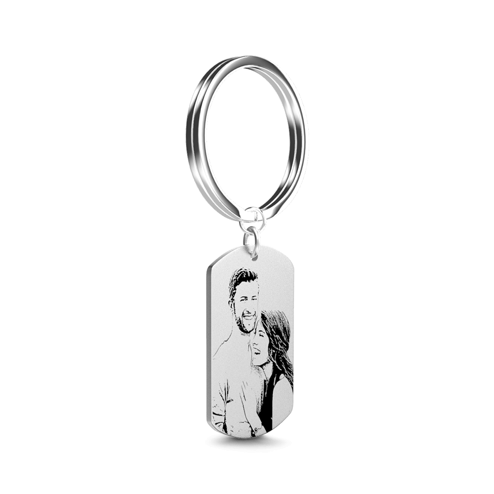 Photo Engraved Tag Key Chain Stainless Steel