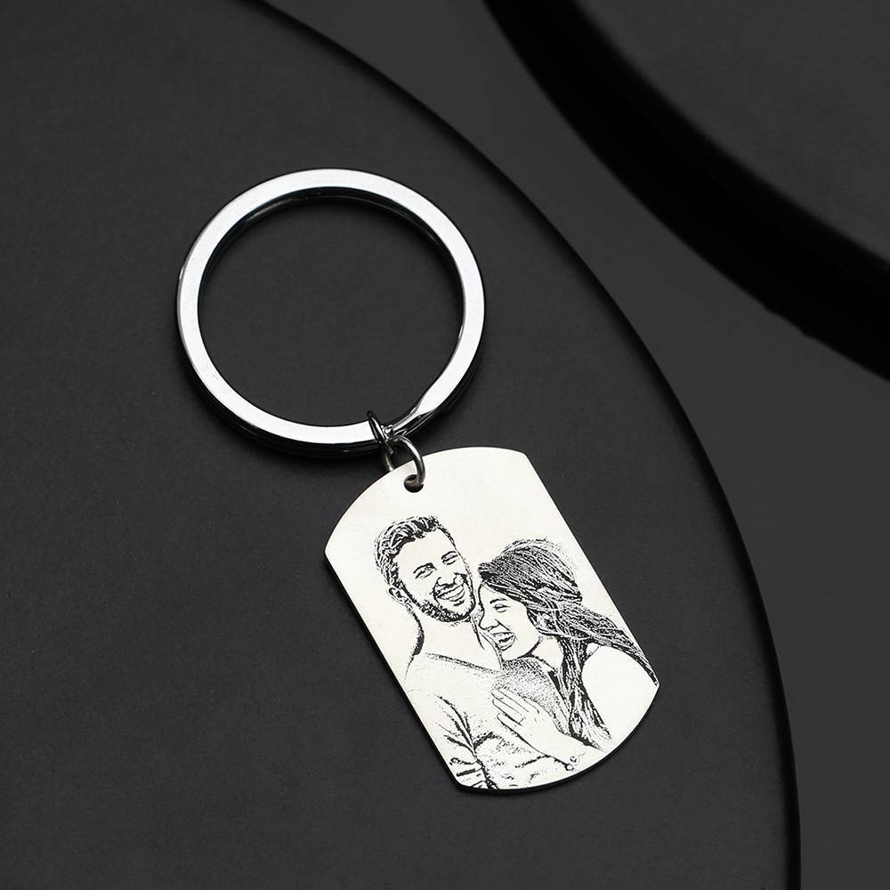 Photo Engraved Tag Key Chain Stainless Steel