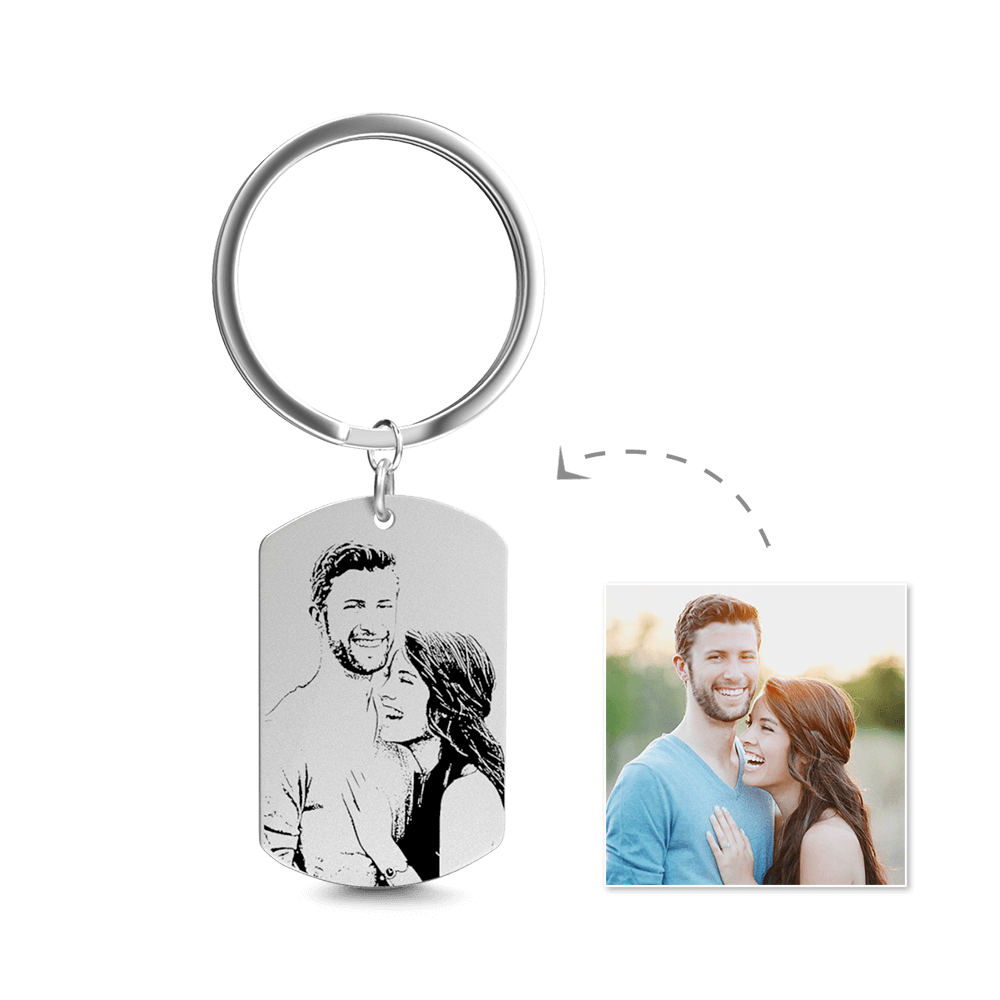 Photo Engraved Tag Key Chain Stainless Steel