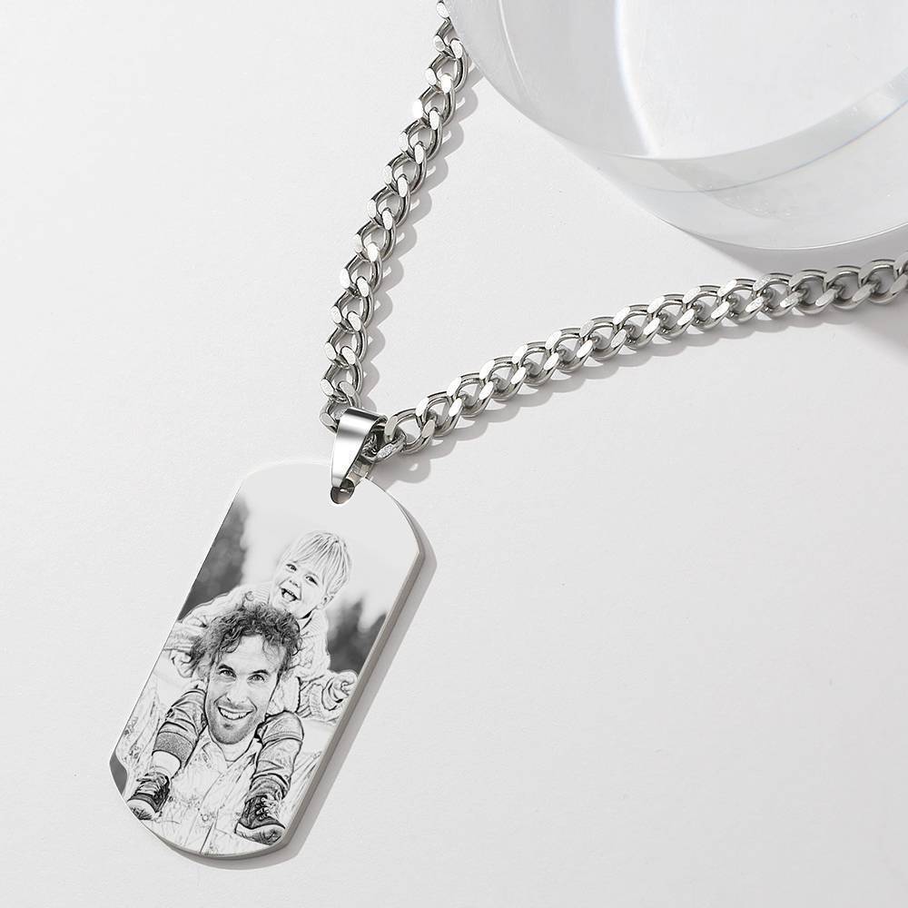 Men's Necklace Engraved Necklace Pesonalized Photo Necklace