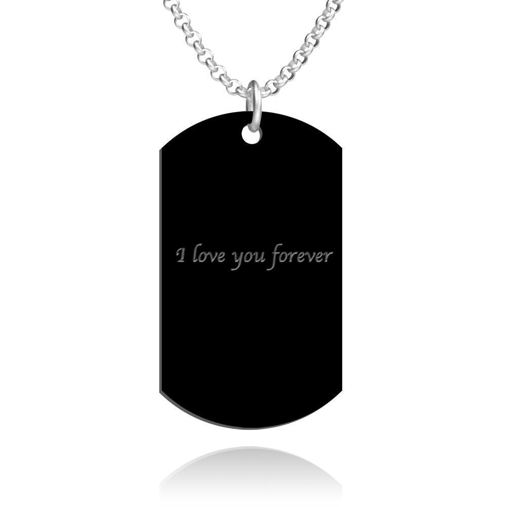 Men's Engraved Stainless Steel Dog Tag Photo Pendant Necklace