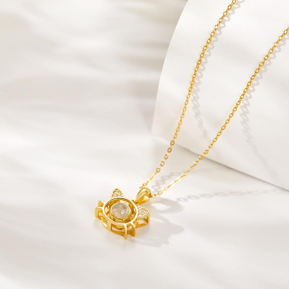 Collana Con Proiezione Di Foto Personalizzata, Collana Con Ciondolo A Forma Di Gatto, Regalo Per Donne - tuacollananome