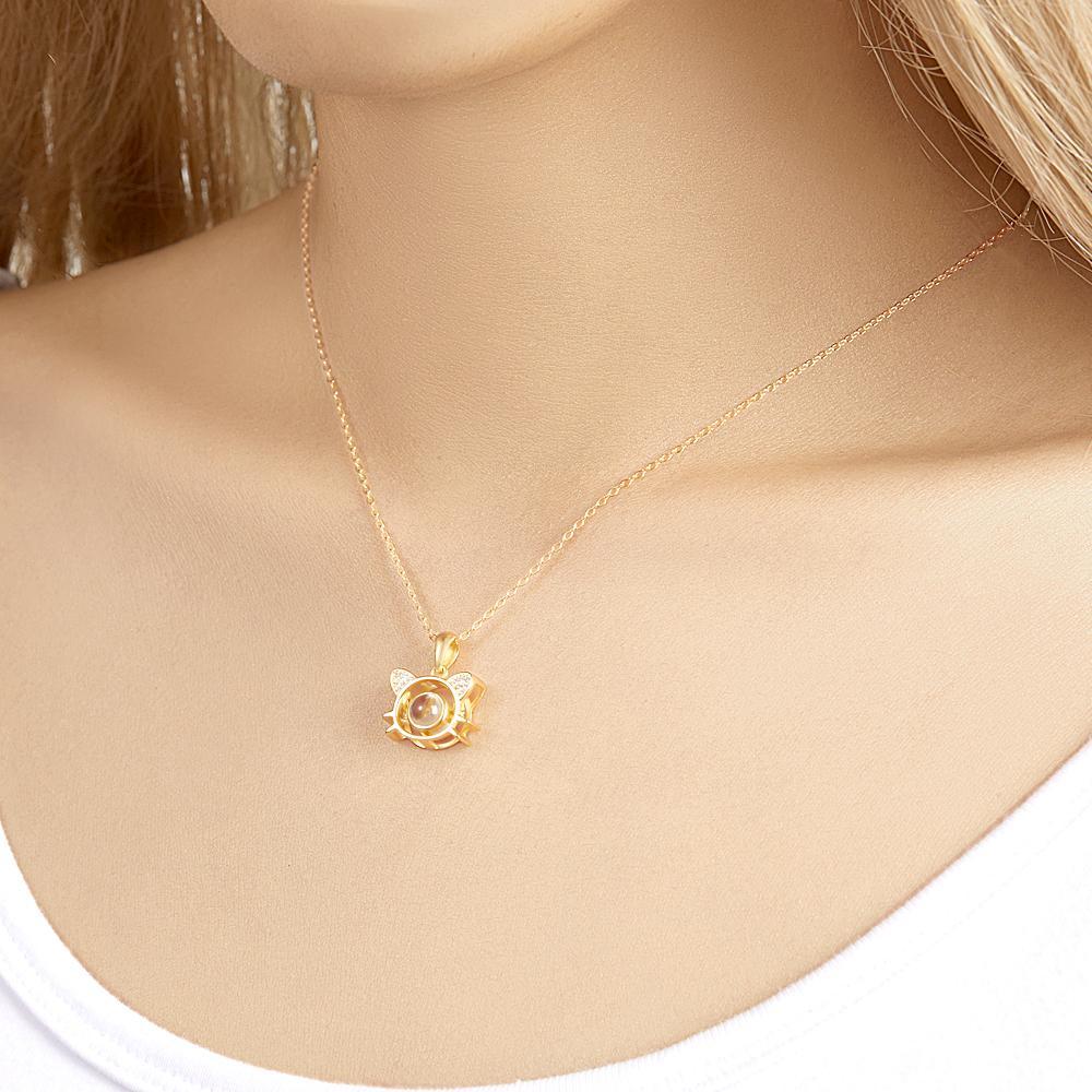 Collana Con Proiezione Di Foto Personalizzata, Collana Con Ciondolo A Forma Di Gatto, Regalo Per Donne - tuacollananome