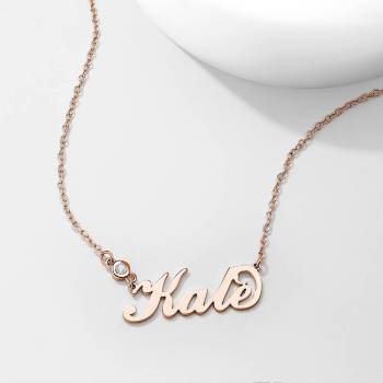 Personalized Birthstone Name Necklace Rose Gold Plated Silver