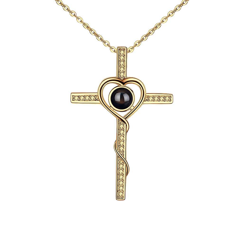 Collana Con Foto Con Croce Personalizzata Collana Con Proiezione Regali Per Coppie In Argento 925 - tuacollananome