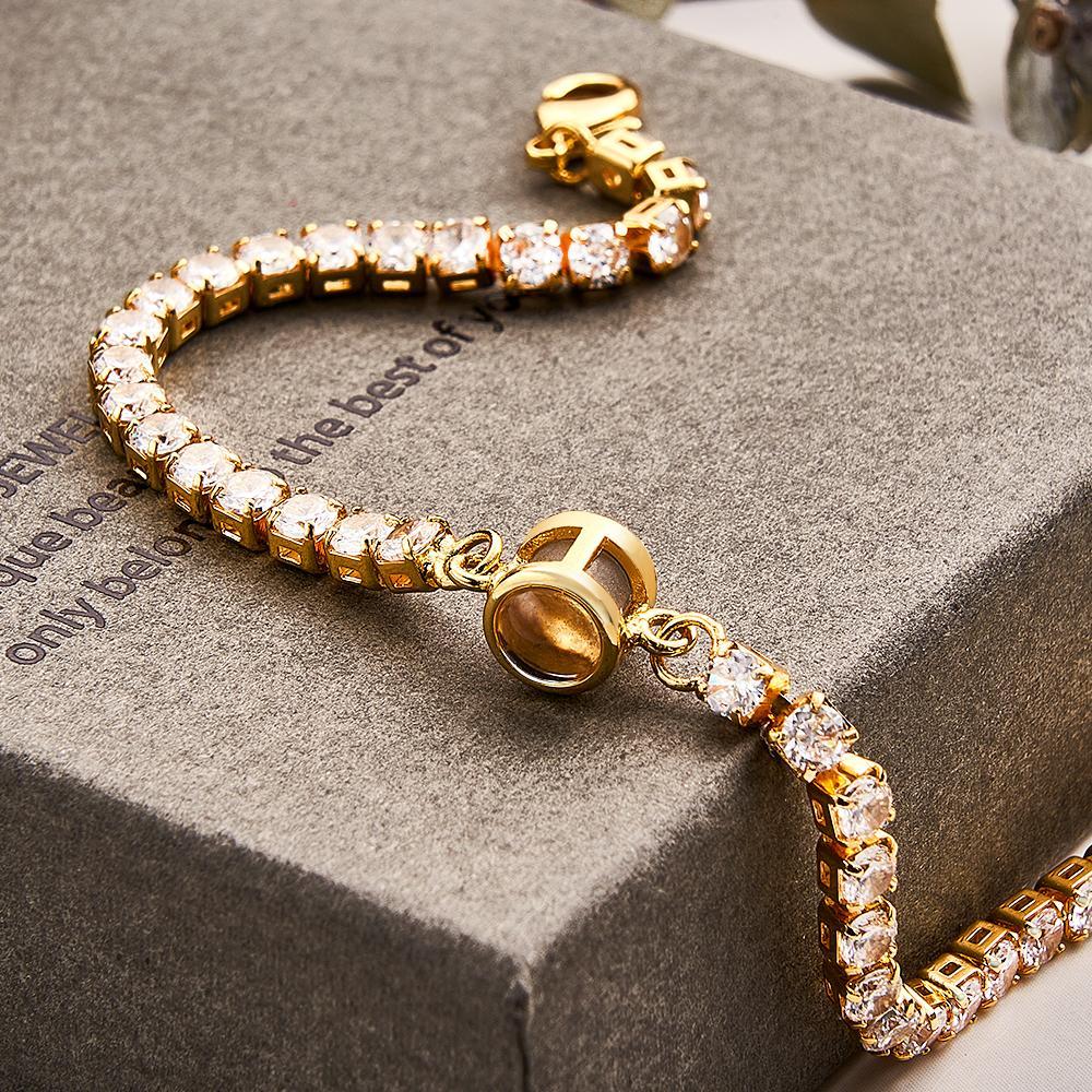 Bracciale Con Foto Da Tennis Con Proiezione Personalizzata. Bracciale Con Foto A Cerchio Trendy Personalizzato. Regali Per Lui - tuacollananome
