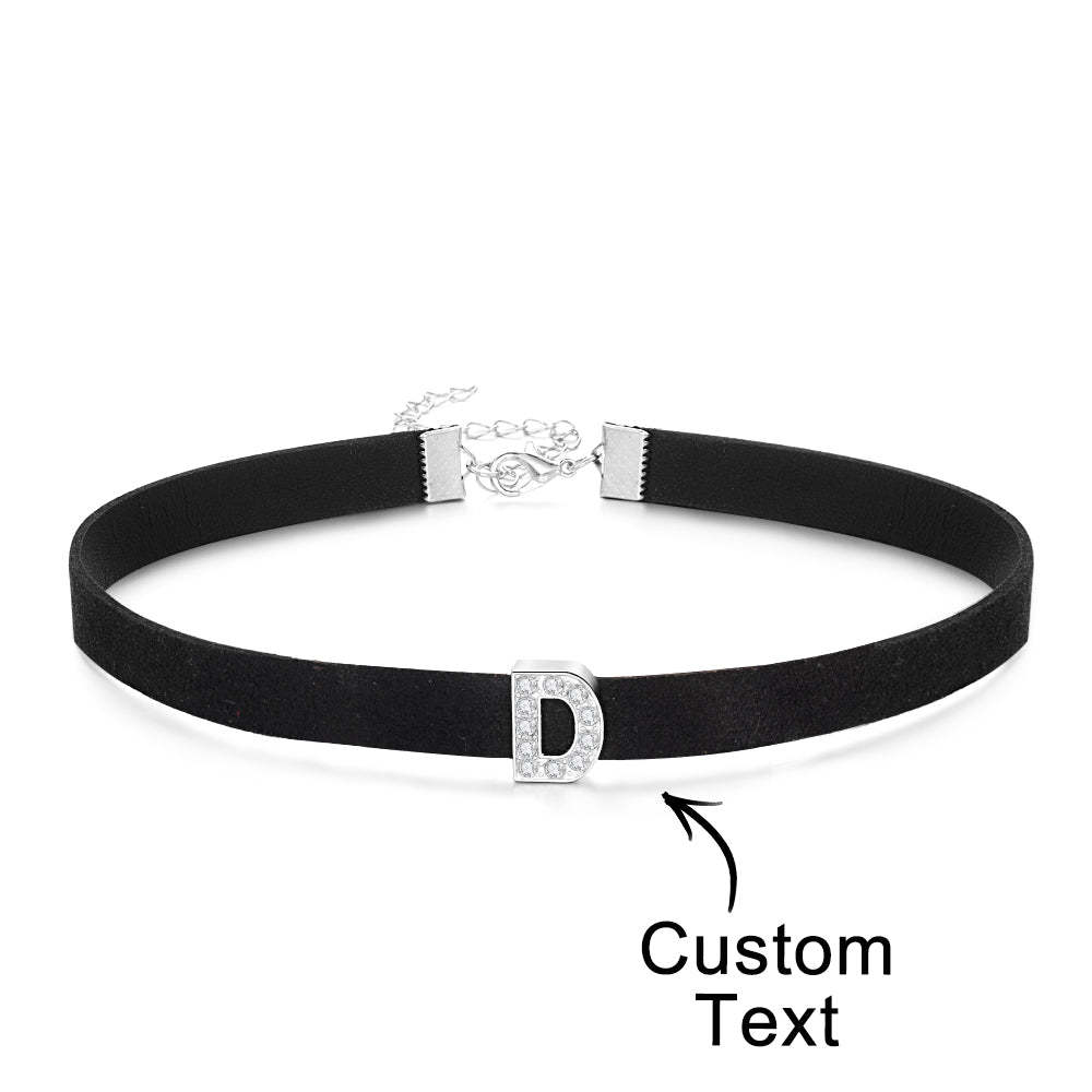 Collana Con Lettera Di Moda Personalizzata Collare Girocollo In Pelle Nera Collana Con Nome Sexy Personalizzato Per Collana - tuacollananome