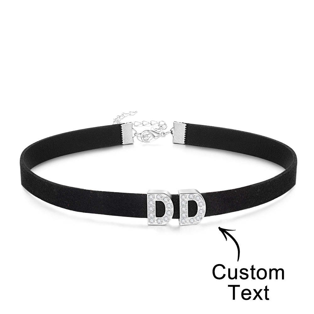Collana Con Lettera Di Moda Personalizzata Collare Girocollo In Pelle Nera Collana Con Nome Sexy Personalizzato Per Collana - tuacollananome