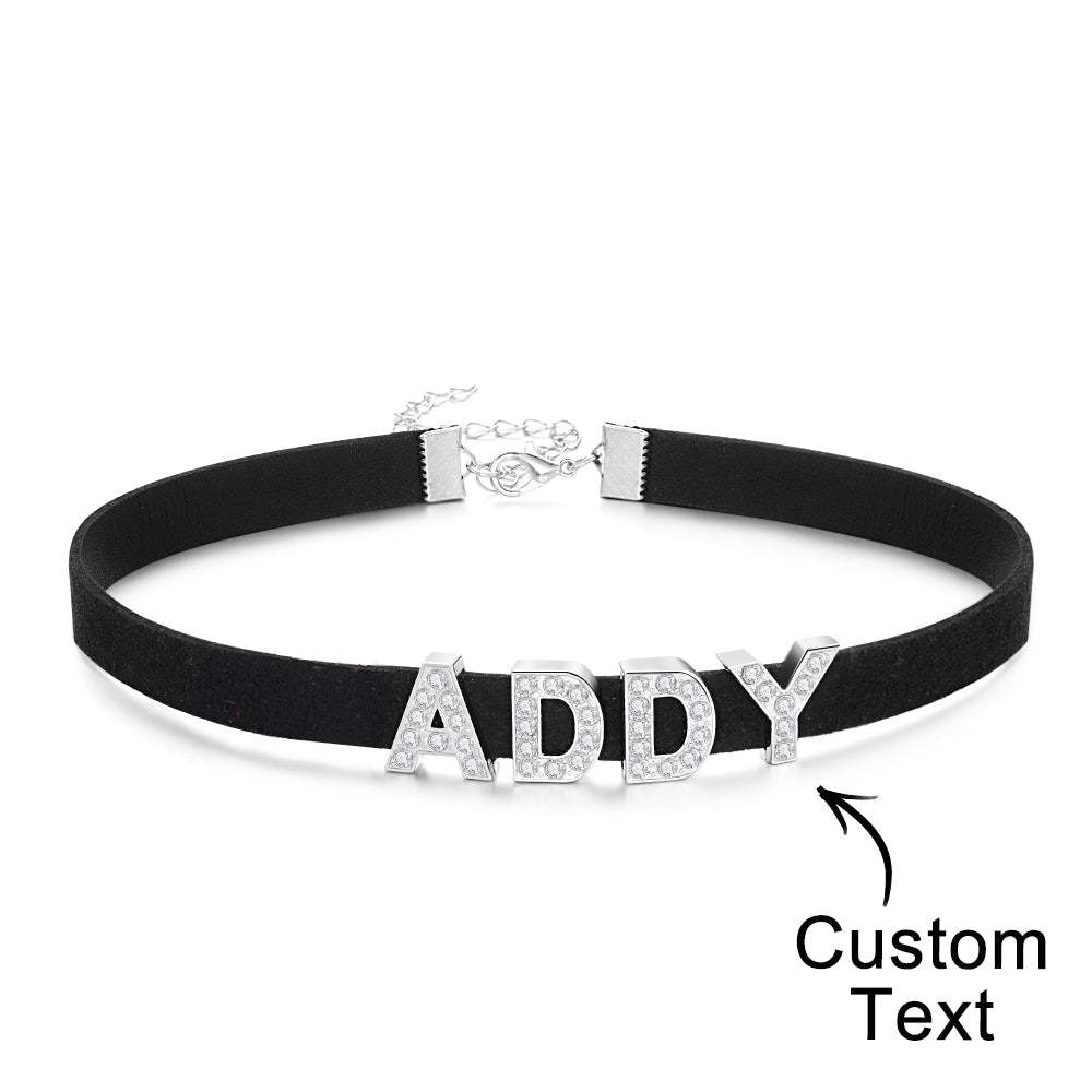 Collana Con Lettera Di Moda Personalizzata Collare Girocollo In Pelle Nera Collana Con Nome Sexy Personalizzato Per Collana - tuacollananome