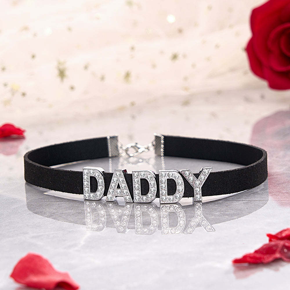 Collana Con Lettera Di Moda Personalizzata Collare Girocollo In Pelle Nera Collana Con Nome Sexy Personalizzato Per Collana - tuacollananome