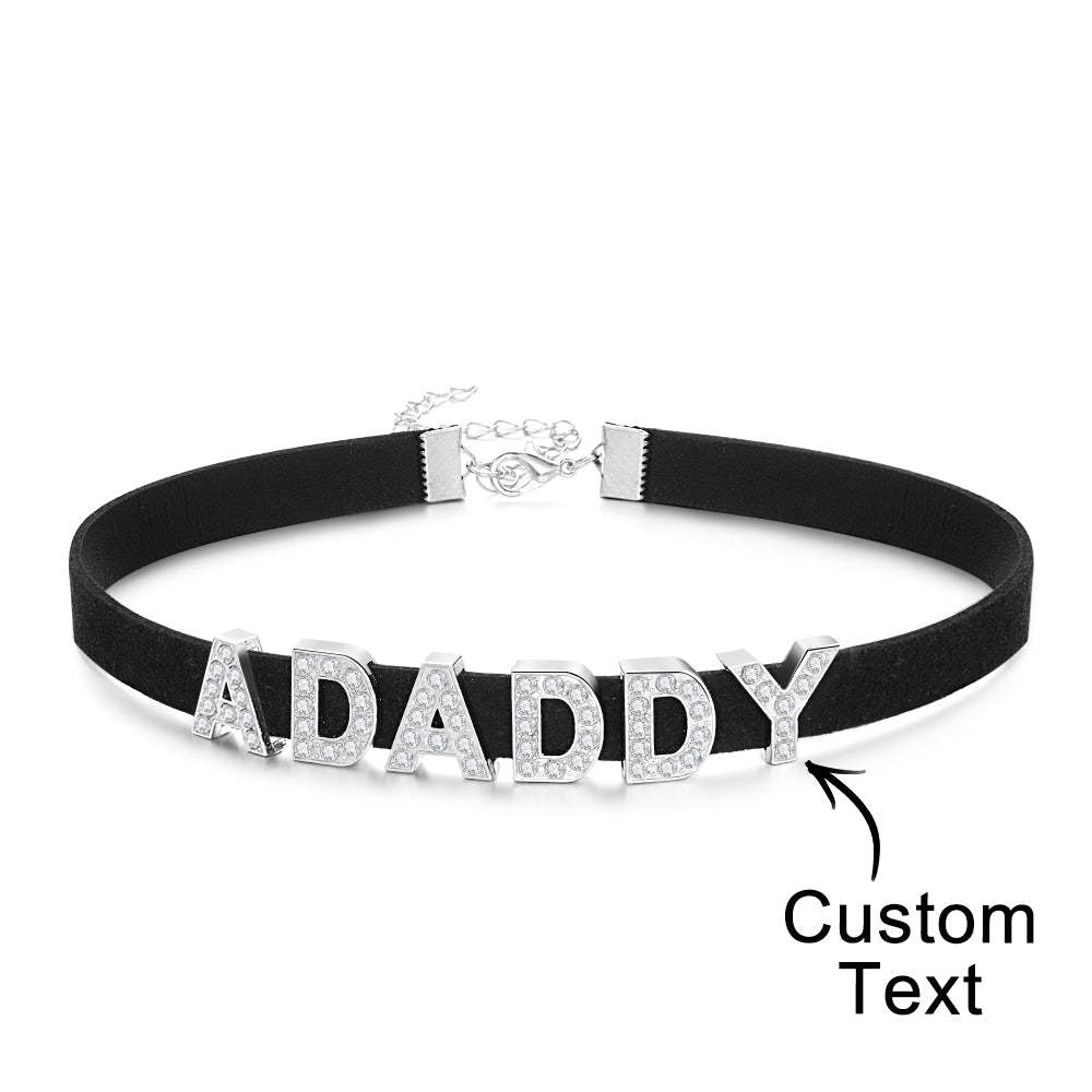 Collana Con Lettera Di Moda Personalizzata Collare Girocollo In Pelle Nera Collana Con Nome Sexy Personalizzato Per Collana - tuacollananome