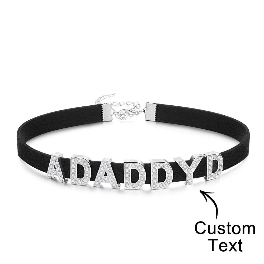 Collana Con Lettera Di Moda Personalizzata Collare Girocollo In Pelle Nera Collana Con Nome Sexy Personalizzato Per Collana - tuacollananome