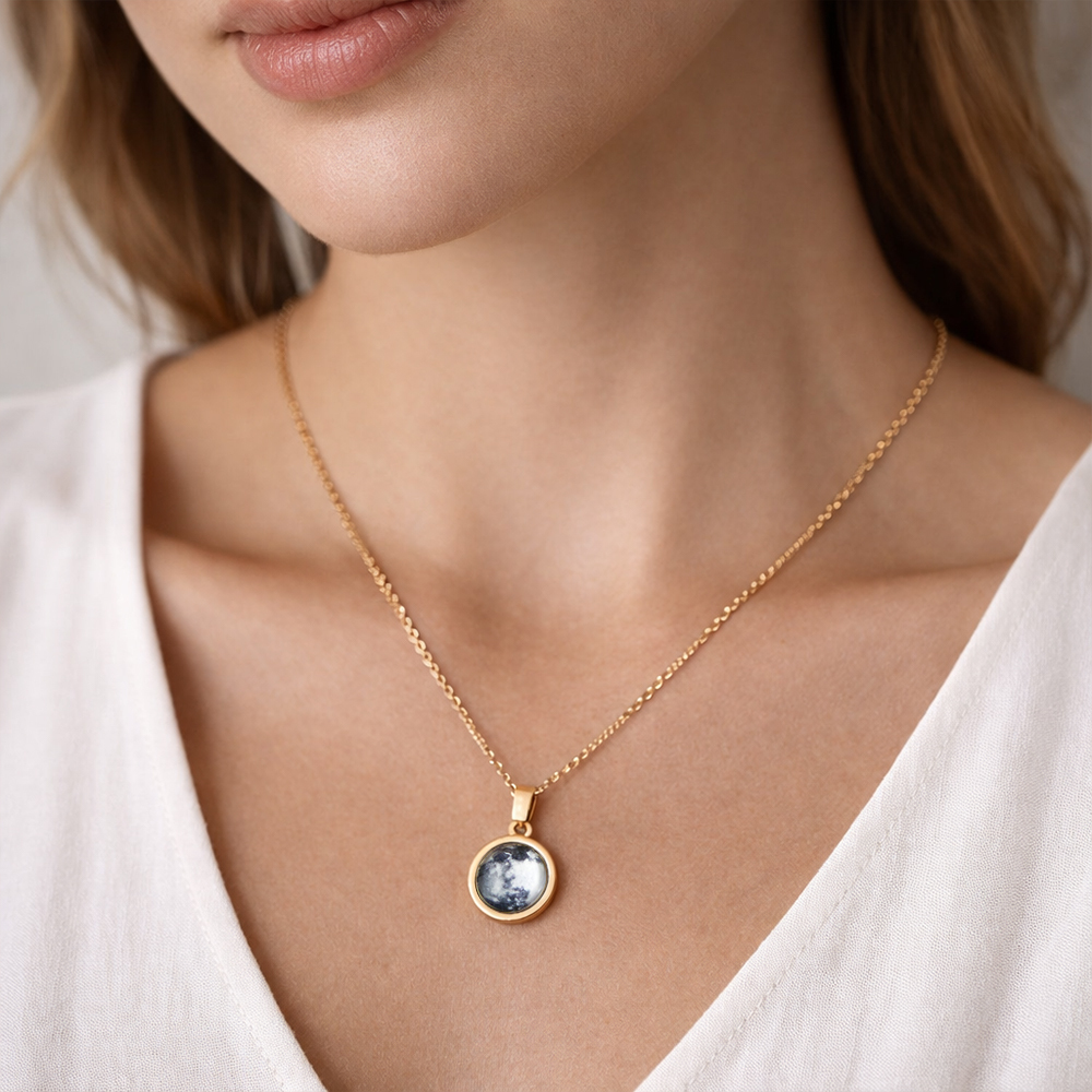 Collana Personalizzata Con Fasi Lunari, Gioielli Lunari Con Data Speciale, Collana Con La Luna Del Tuo Giorno, Regalo Per Compleanno, Anniversario - 