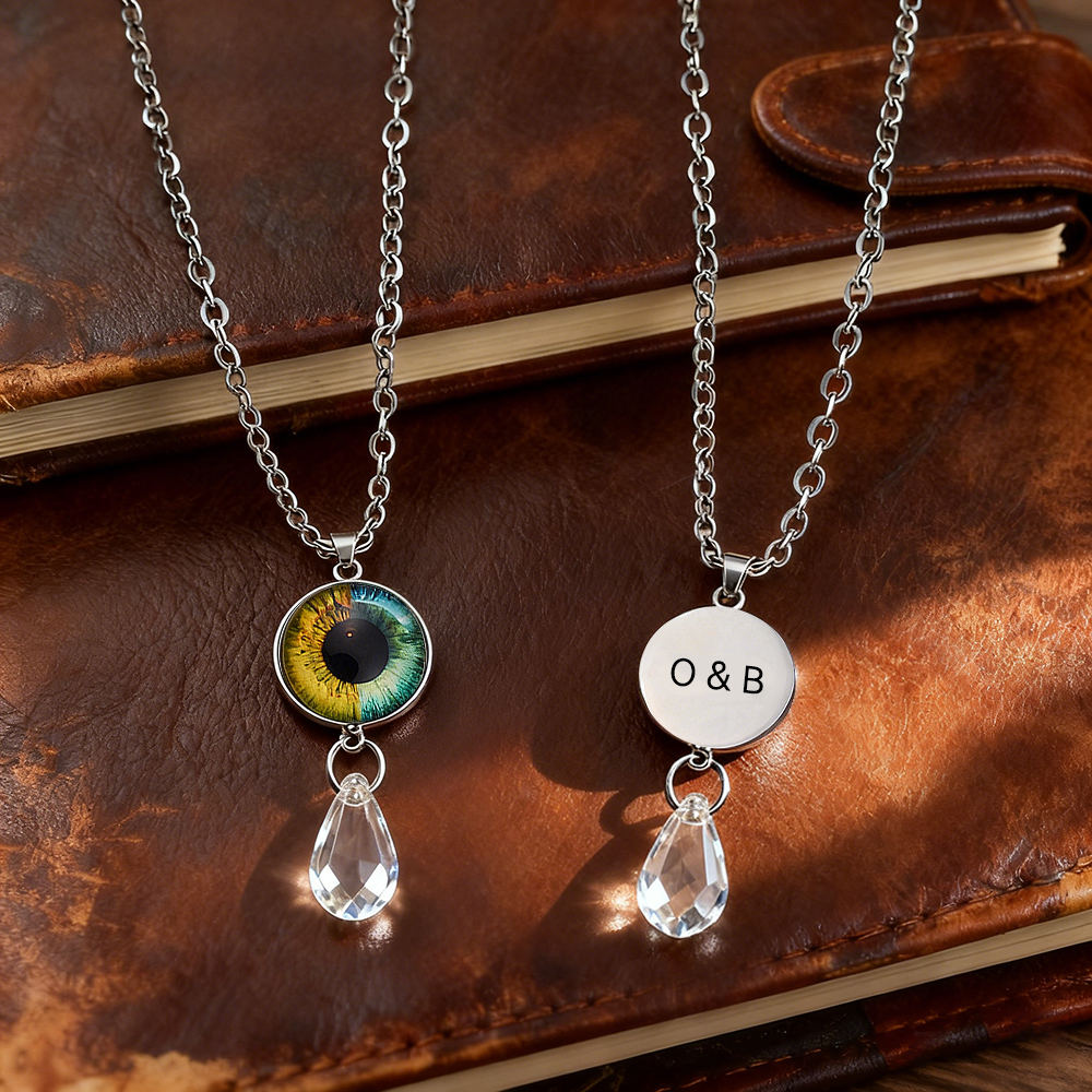 Collana Personalizzata Con Occhi Incisi - Gioiello In Acciaio Inox Per Coppie - Regalo Anniversario Unico
