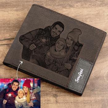 Mens Wallet, Personalised Wallet, Photo Wallet with Engraving Gift for Boyfriend/Dad/Husband - yournamenecklaceuk