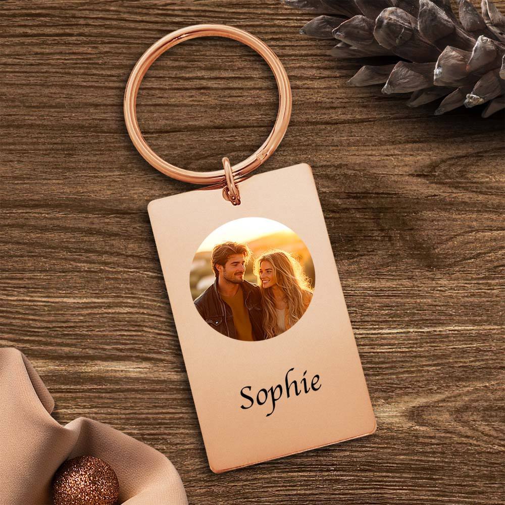 Portachiavi Con Foto Personalizzato Con Testo Idea Regalo Per Coppia, Filtro In Bianco E Nero - tuacollananome