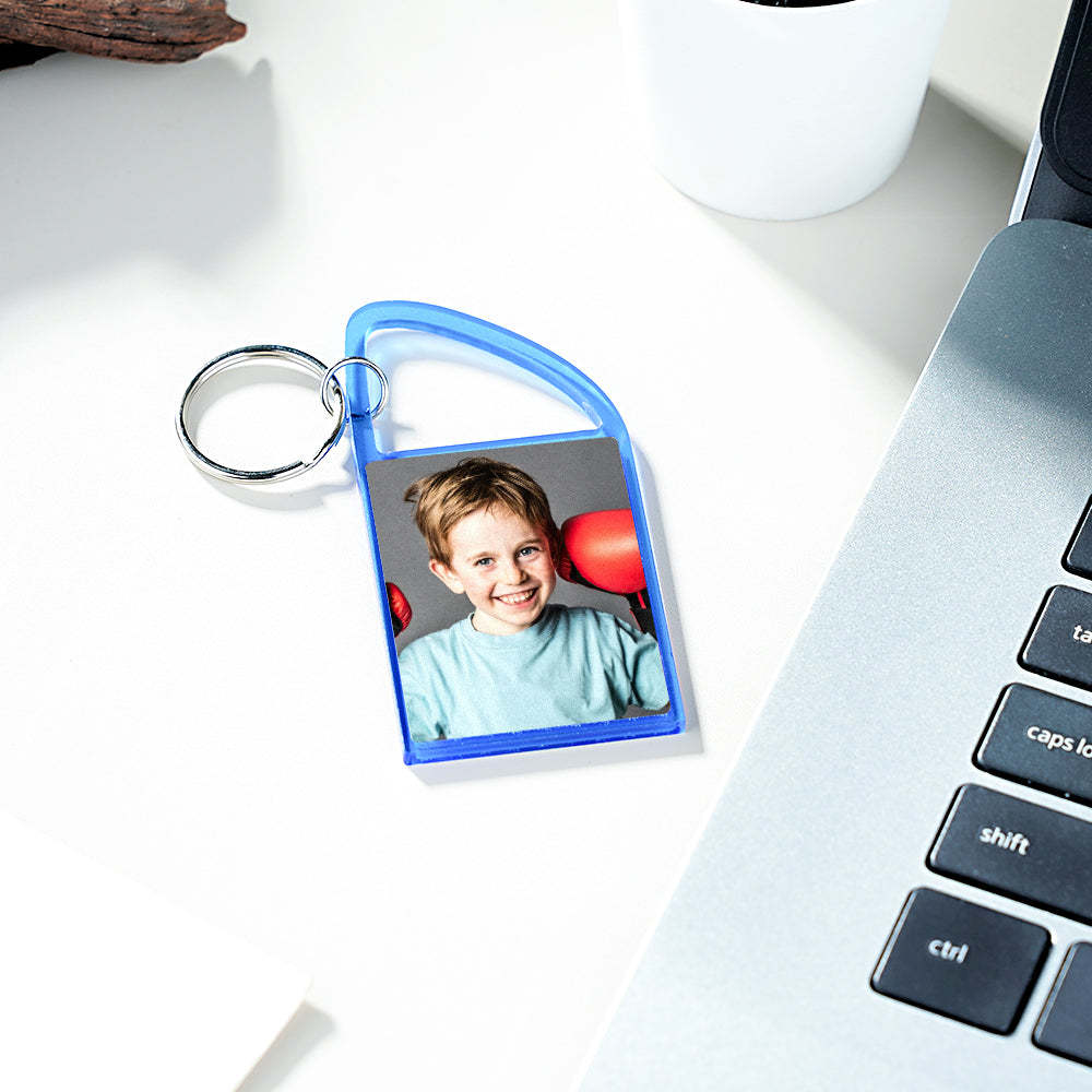 Portachiavi Con Moschettone Fotografico A Scatto Multicolore Personalizzato Con Testo - tuacollananome