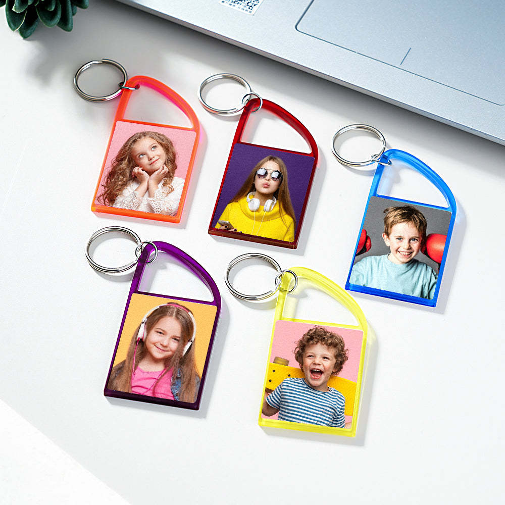 Portachiavi Con Moschettone Fotografico A Scatto Multicolore Personalizzato Con Testo - tuacollananome