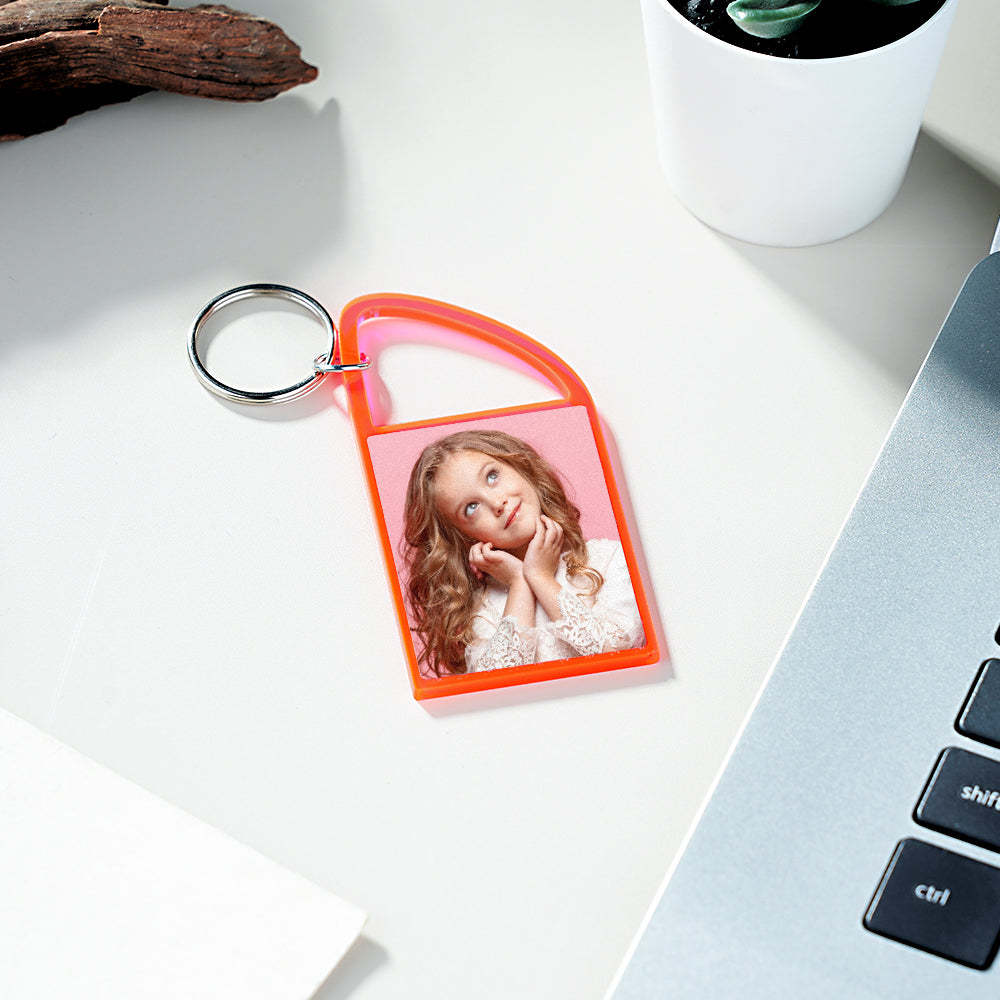 Portachiavi Con Moschettone Fotografico A Scatto Multicolore Personalizzato Con Testo - tuacollananome