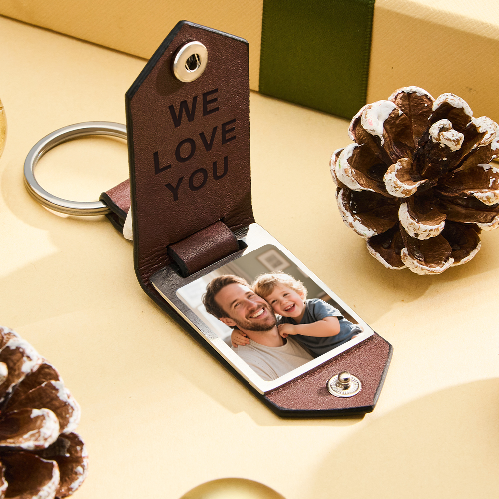 Portachiavi Con Foto Personalizzata Per Papà, Portachiavi Con Nome Personalizzato Per Bambini, Portachiavi In ​​pelle Da Uomo, Regali Di Anniversario Per Lui, Regalo Per La Festa Del Papà - 