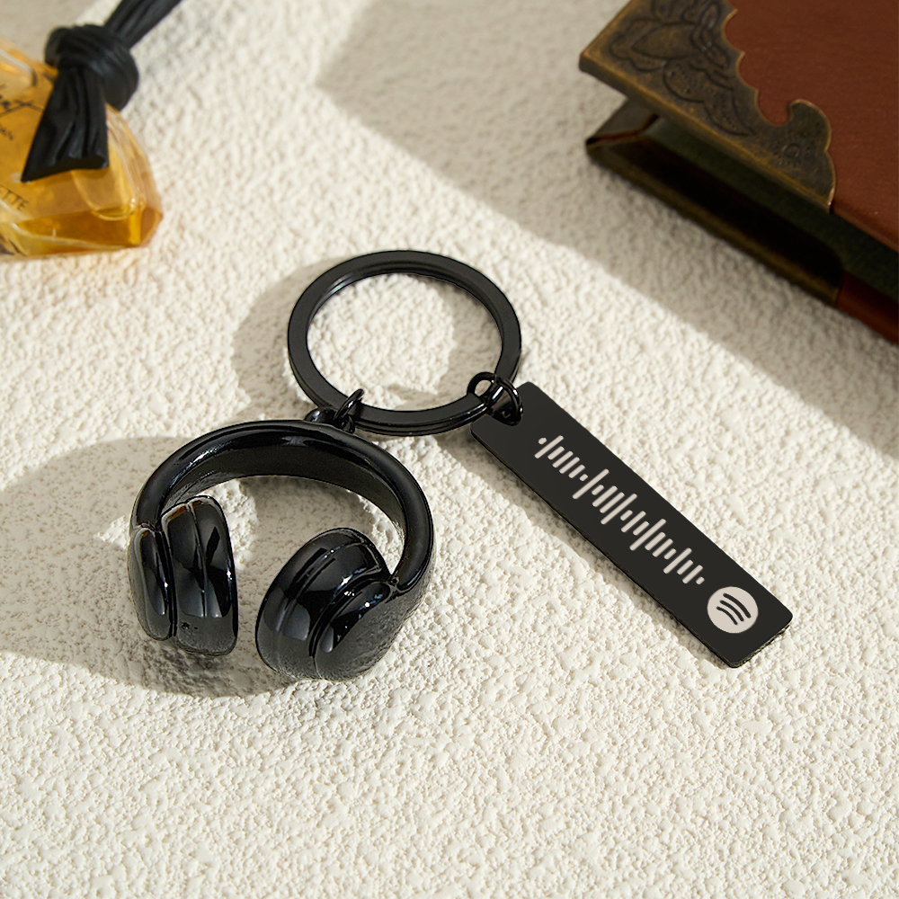 Portachiavi Con Canzone Spotify Personalizzata, Ciondolo Per Cuffie E Codice Musicale Personalizzato, Portachiavi Con Playlist Spotify Incisa - 