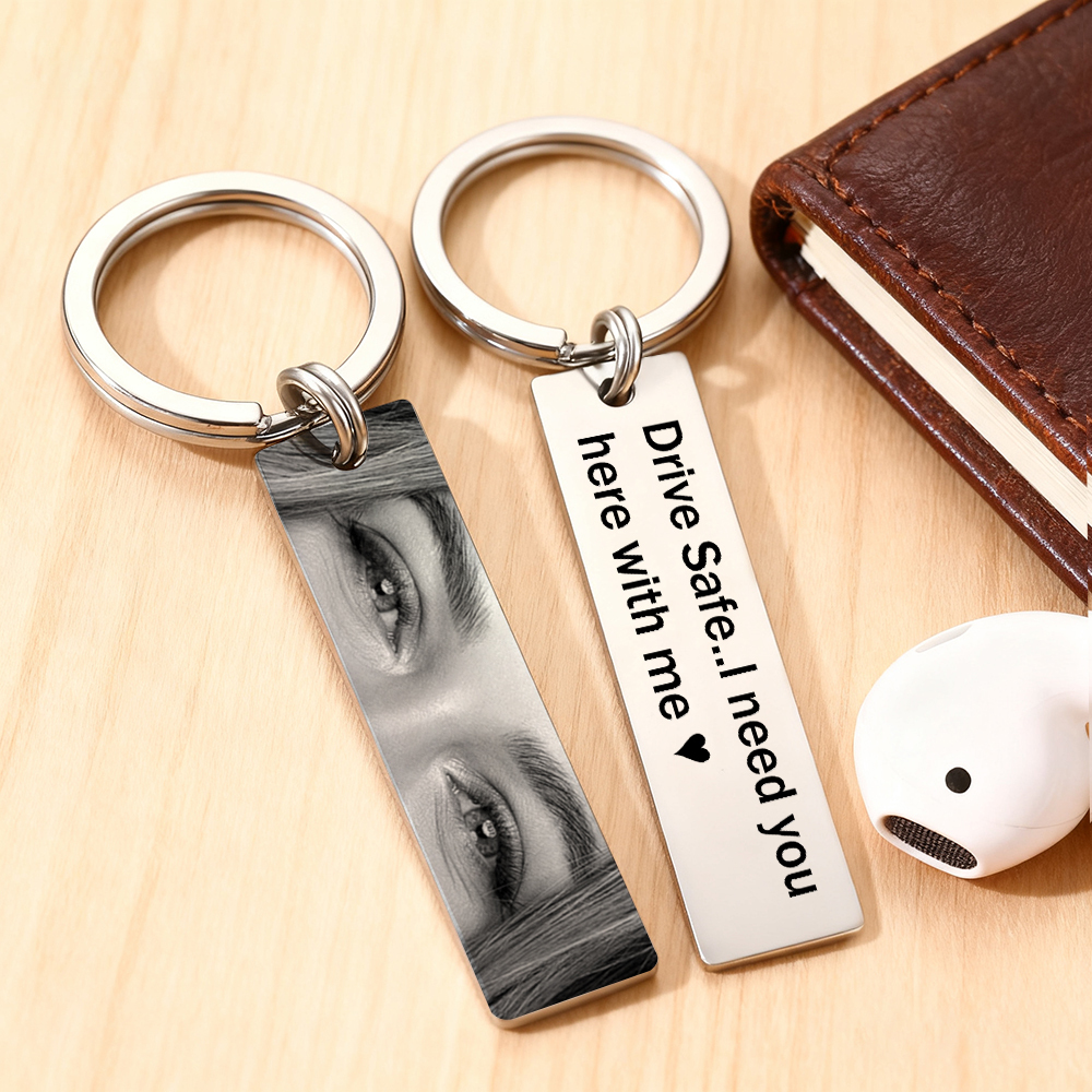 Personalized Eyes Keychain Custom Photo Drive Safe Keychain Customized Eye Photo Keyring  Gifts for Him