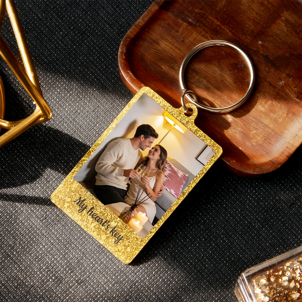 Portachiavi Con Foto E Messaggio Personalizzati, Portachiavi Con Foto Personalizzata, Portachiavi Con Foto Bifacciale, Regalo Per Lui E Lei - 