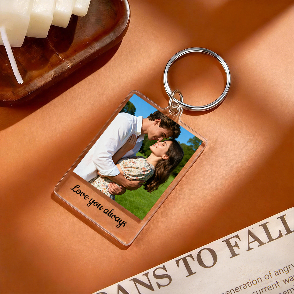 Portachiavi Con Foto E Messaggio Personalizzati, Portachiavi Con Foto Personalizzata, Portachiavi Con Foto Bifacciale, Regalo Per Lui E Lei - 