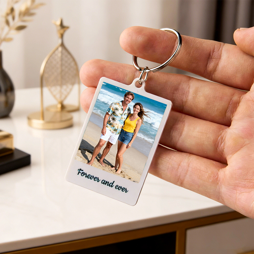 Portachiavi Con Foto E Messaggio Personalizzati, Portachiavi Con Foto Personalizzata, Portachiavi Con Foto Bifacciale, Regalo Per Lui E Lei - 