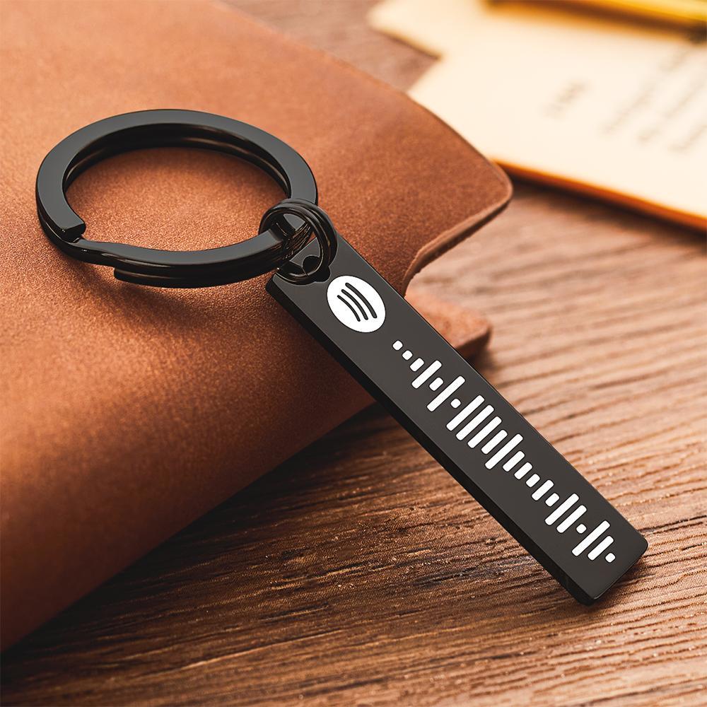 Portachiavi Con Codice Spotify Scansionabile, Portachiavi Con Brani Musicali Incisi Personalizzati, Regalo Divertente Nero Per Lei - tuacollananome