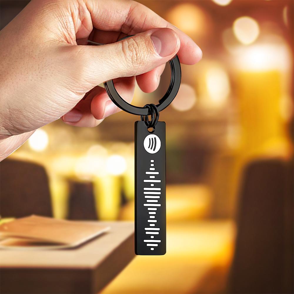 Portachiavi Con Codice Spotify Scansionabile, Portachiavi Con Brani Musicali Incisi Personalizzati, Regalo Divertente Nero Per Lei - tuacollananome