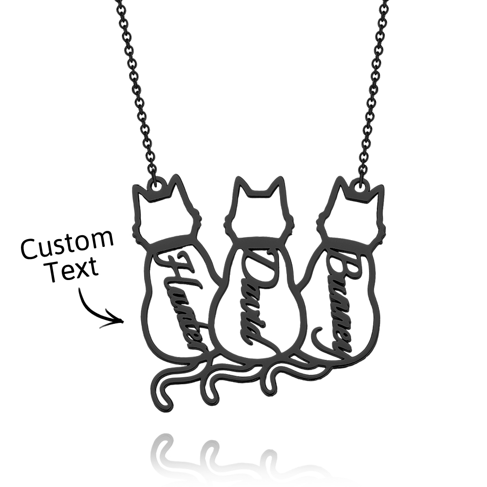 Collana Con Gatto Personalizzata, Collana Con Nome Di Gatto Portafortuna Personalizzato, Ciondolo Con Nome Inciso, Regalo Per Lei - 
