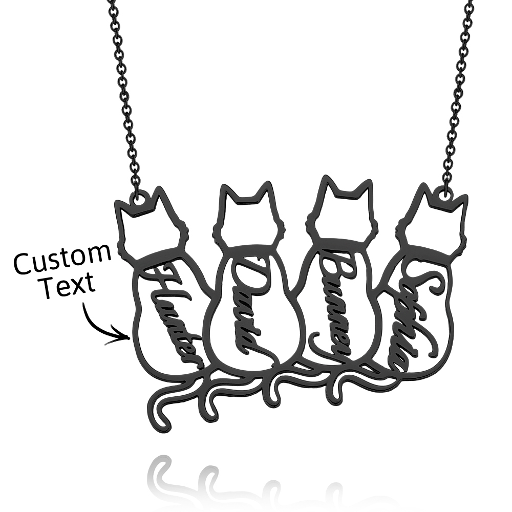 Collana Con Gatto Personalizzata, Collana Con Nome Di Gatto Portafortuna Personalizzato, Ciondolo Con Nome Inciso, Regalo Per Lei - 