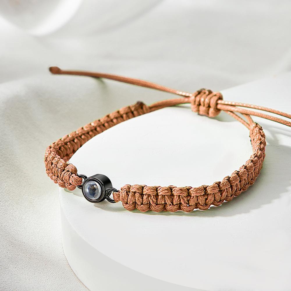 Bracciale Intrecciato Personalizzato Per Proiezione Fotografica Bracciale A Coda Di Pesce Bracciale Da Uomo Bracciale Intrecciato A Mano Regalo Per La Festa Del Papà Per Gli Uomini - tuacollananome