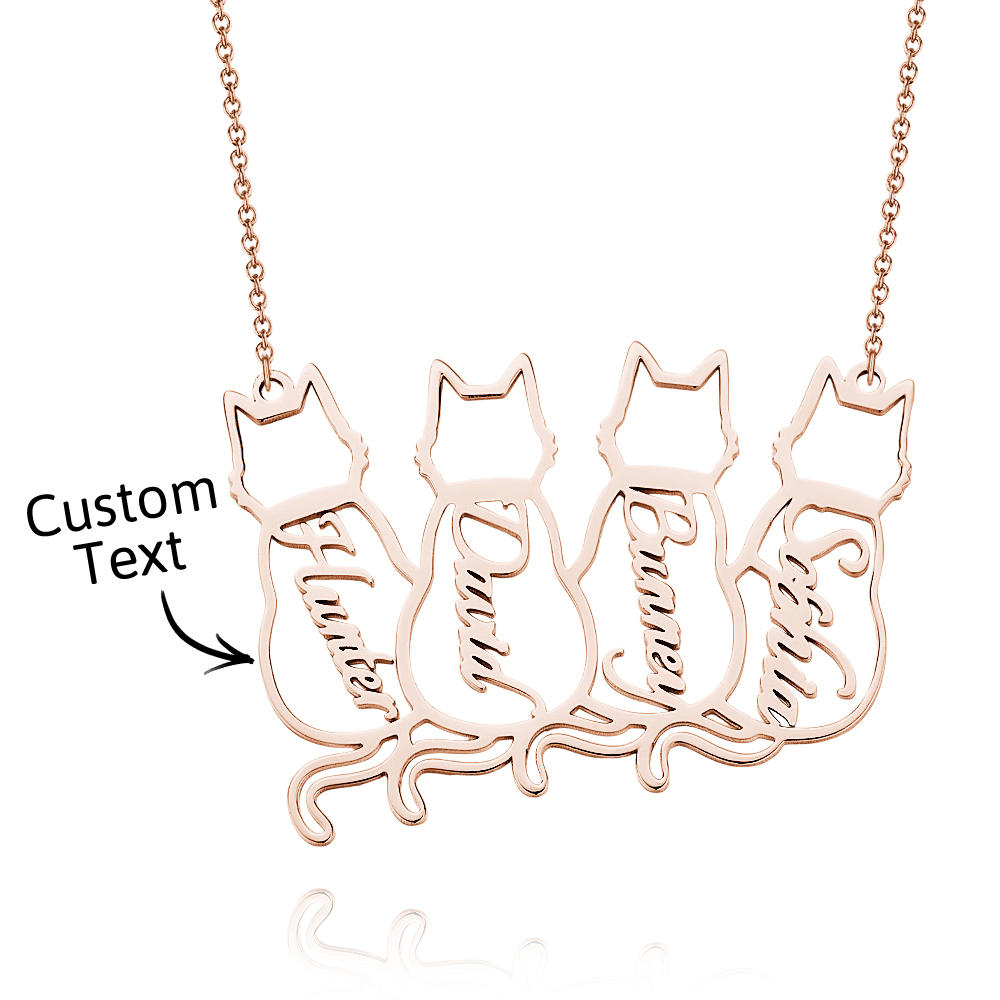 Collana Con Gatto Personalizzata, Collana Con Nome Di Gatto Portafortuna Personalizzato, Ciondolo Con Nome Inciso, Regalo Per Lei - 