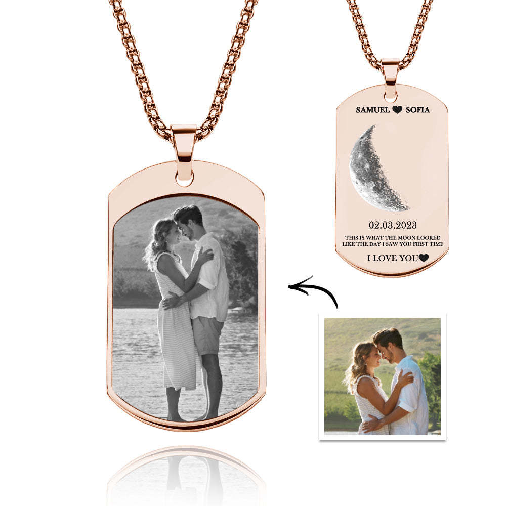 Collana Personalizzata Con Fasi Lunari Elegante Ciondolo Con Foto Personalizzato, Regalo Di San Valentino - tuacollananome