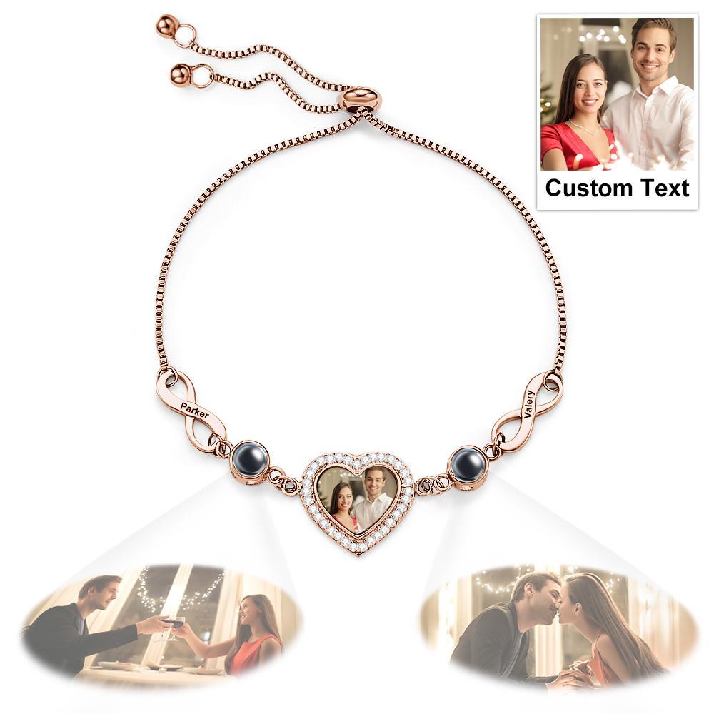 Bracciale Con Proiezione Fotografica Personalizzata Con Testo Love Infinite Bracciale, Regalo Di Gioielli Per Lei - tuacollananome