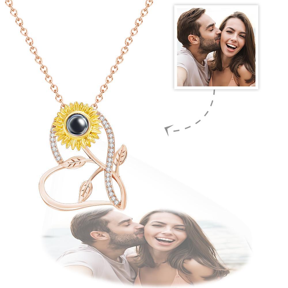 Collana Con Proiezione Personalizzata Di Foto, Regali Di Design Girasole - tuacollananome