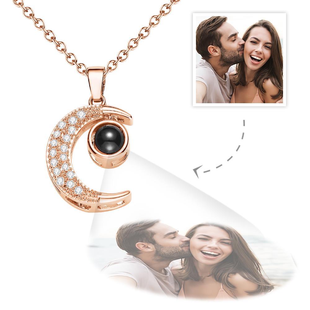 Collana Personalizzata Con Proiezione Di Foto, Strass, Luna, Regali Squisiti - tuacollananome