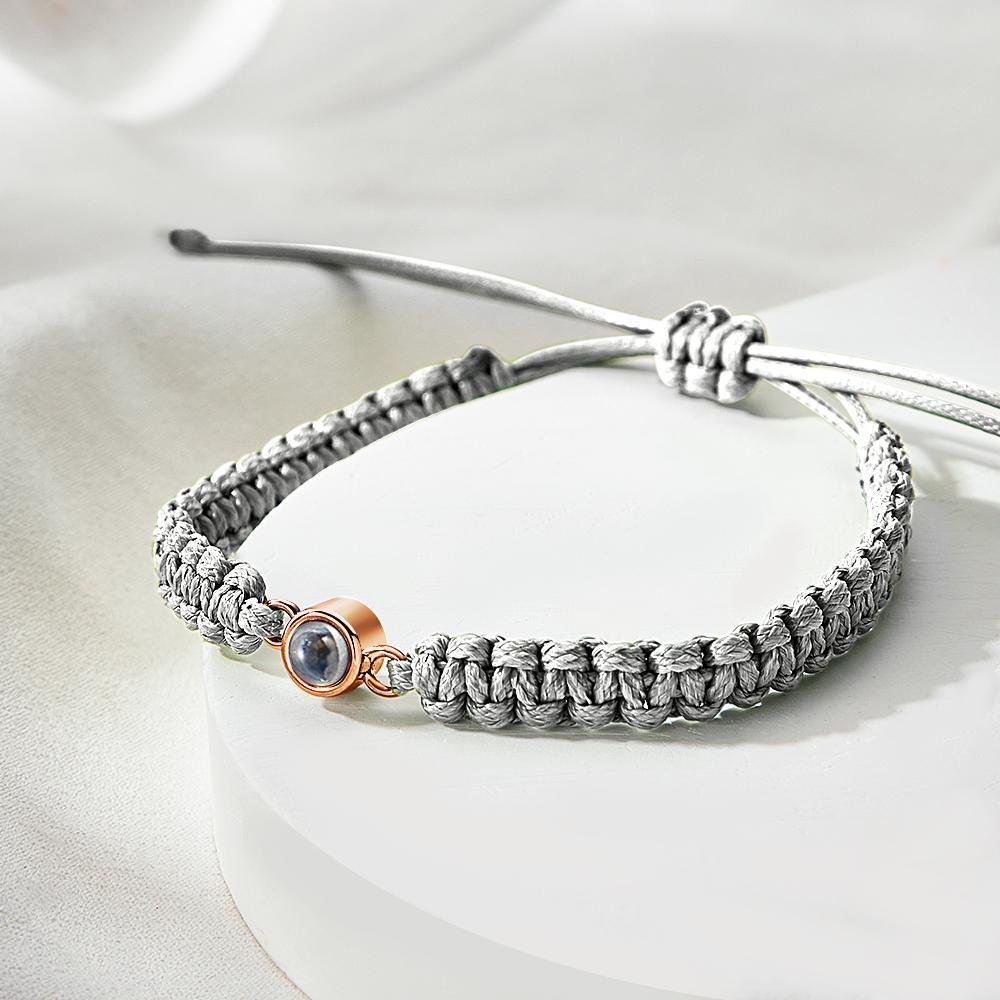 Bracciale Intrecciato Personalizzato Per Proiezione Fotografica Bracciale A Coda Di Pesce Bracciale Da Uomo Bracciale Intrecciato A Mano Regalo Per La Festa Del Papà Per Gli Uomini - tuacollananome