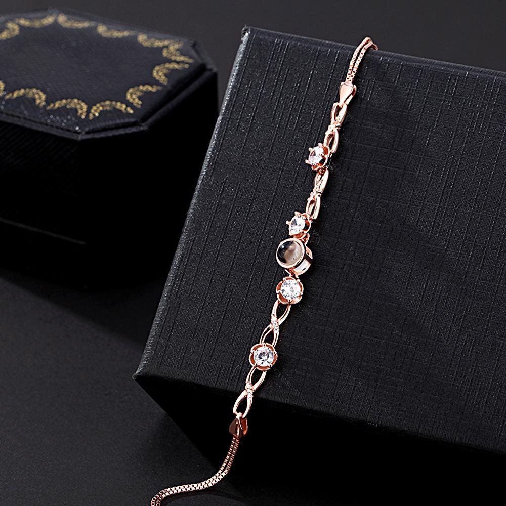 Bracciale Personalizzato Per Proiezione Di Foto Con Diamanti Bellissimo Regalo Di Anniversario Per Lei - tuacollananome