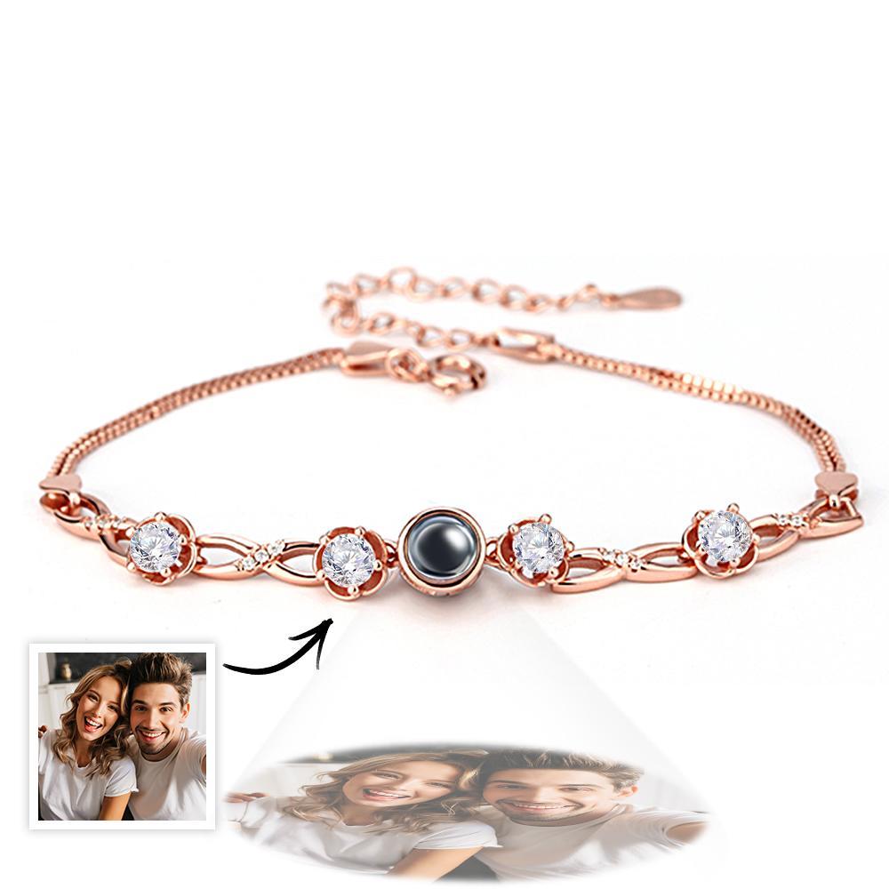 Bracciale Personalizzato Per Proiezione Di Foto Con Diamanti Bellissimo Regalo Di Anniversario Per Lei - tuacollananome