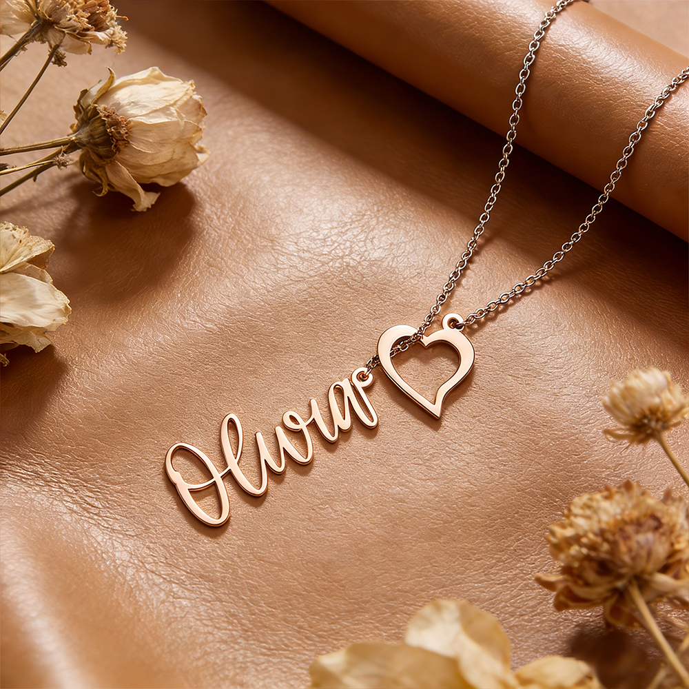 Collana Con Ciondolo A Forma Di Cuore Con Nome Personalizzato Per Donna, Collana A Y Personalizzata Con Nome E Ciondolo A Forma Di Cuore, Regalo Di San Valentino - 