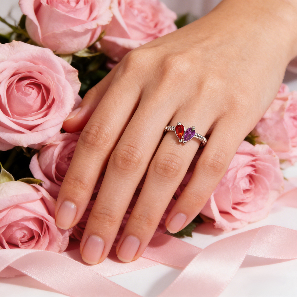 Braccialetto Personalizzato Con Cuore E Pietra Portafortuna Per Coppia Braccialetto Personalizzato Con Due Pietre Portafortuna Per Coppia Braccialetto Regolabile Con Pietra Portafortuna Abbinata - 